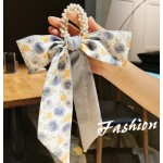 Esarfa din matase cu elastic din perle crem Cod ESF085